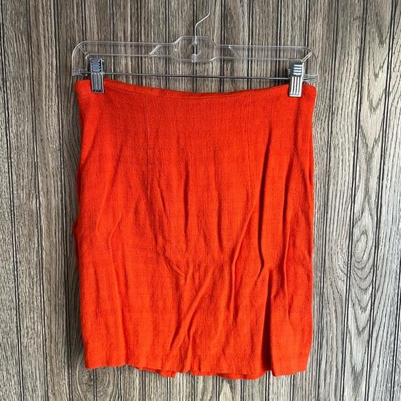 VTG 90’s Neon Orange Diamond Rhinestone Button Down Blazer Mini Skirt Suit Set - Picture 6 of 7